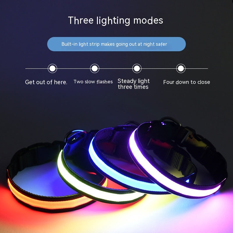 LED Luminous Nylon Fishing Line Collar with USB Charging