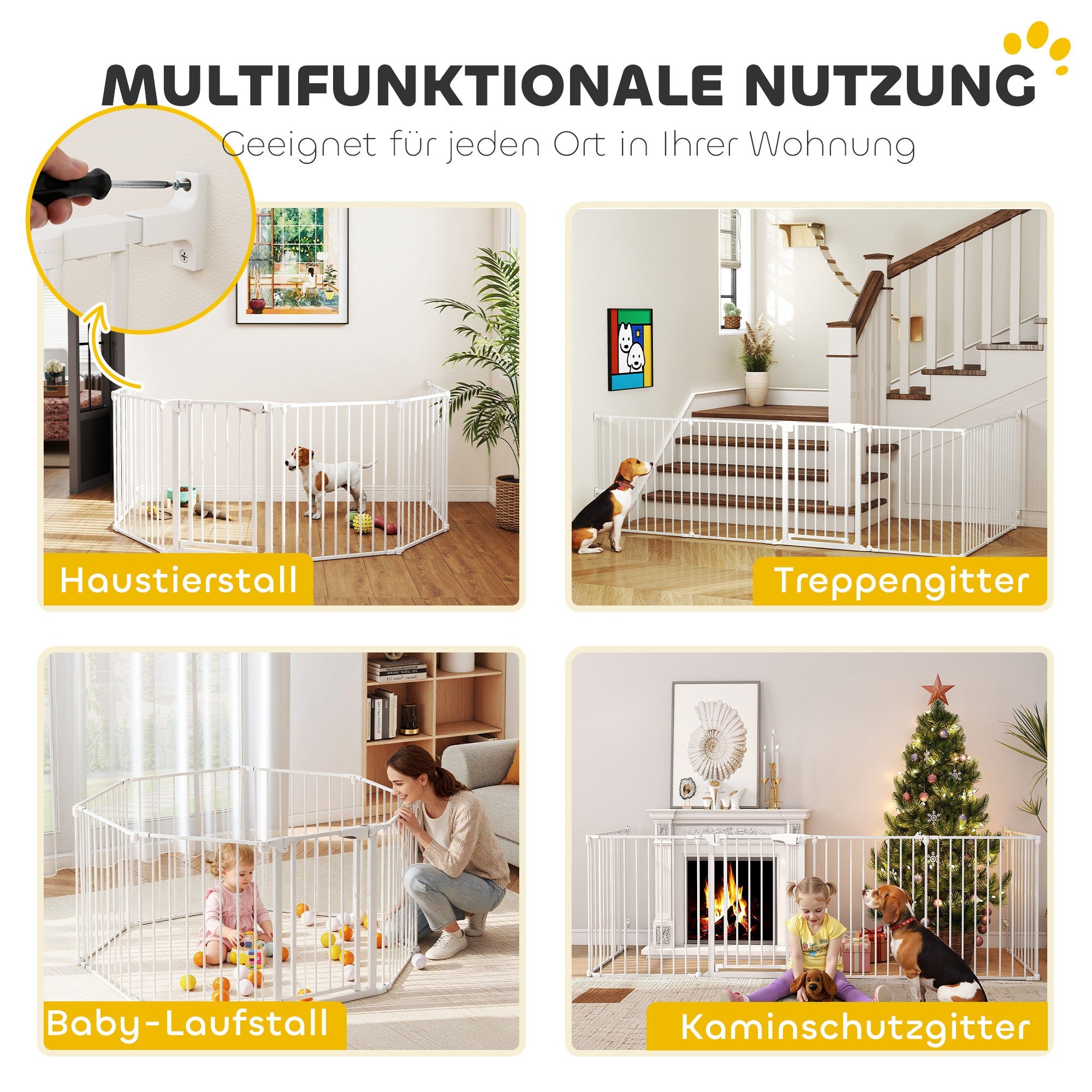 6-Panel Foldable Pet Barrier with Door