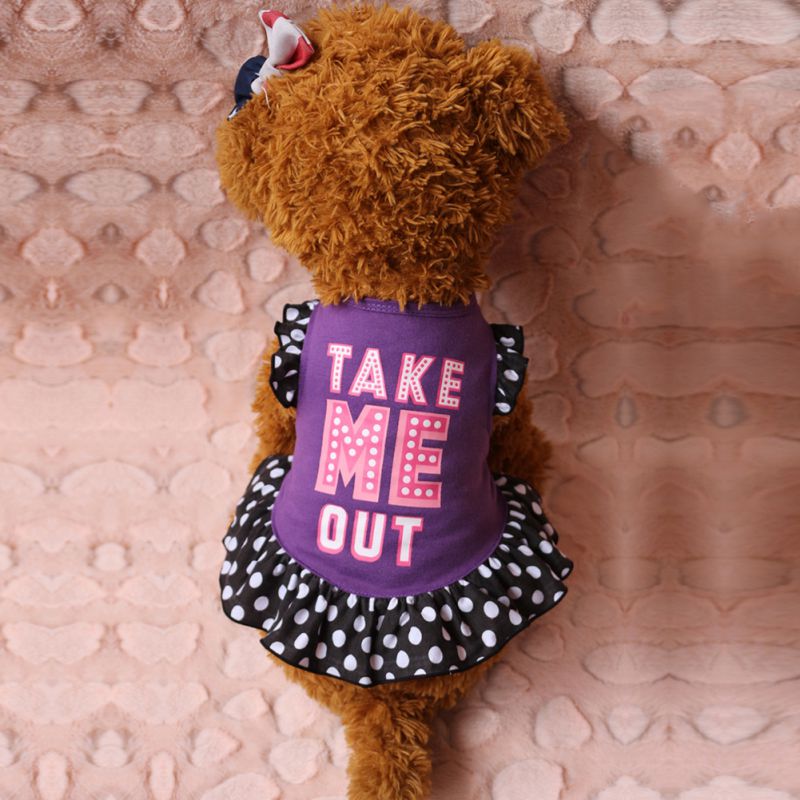 Cotton Pet Dress with Flutter Sleeves for Dogs