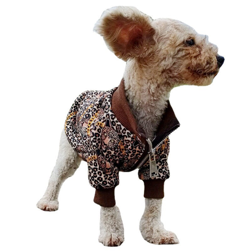 Leopard Print Dog Clothes for Spring and Autumn