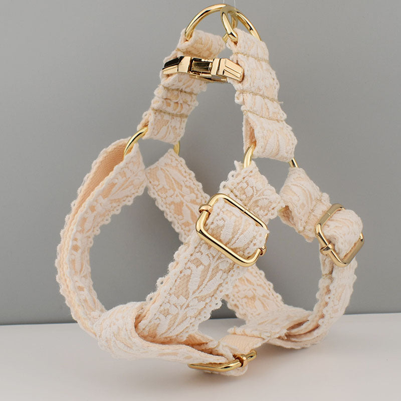 Leaf Lace Pet Collar with Bow and Metal Buckle