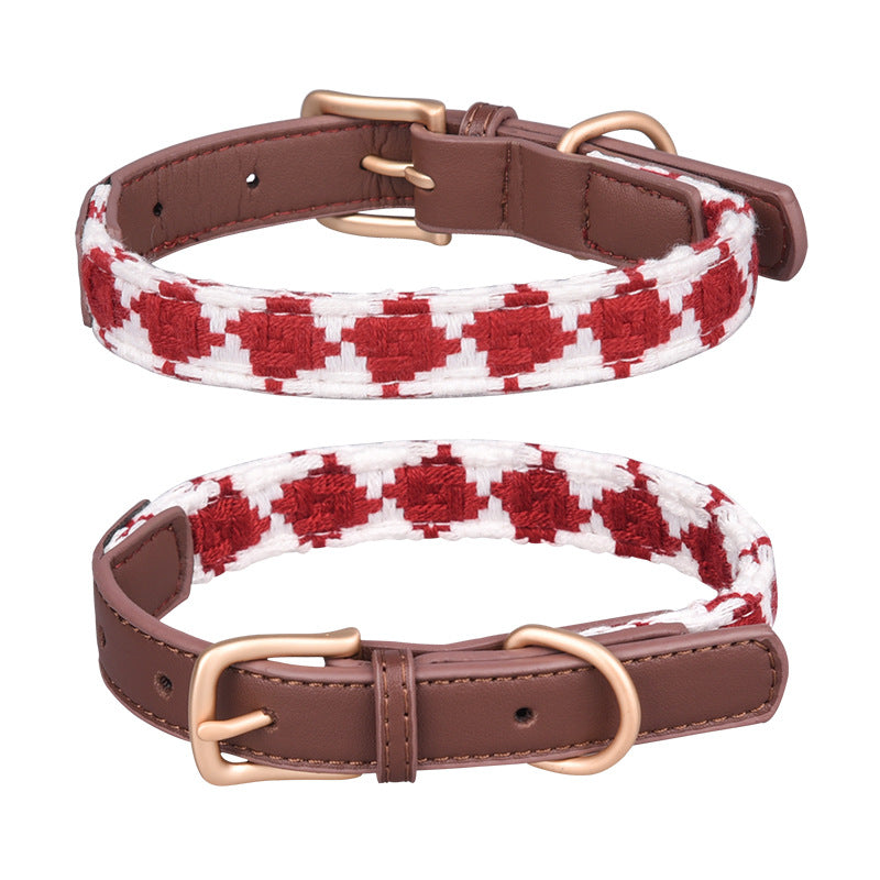Prismatic Plaid Dog Collar - Soft Woven Design