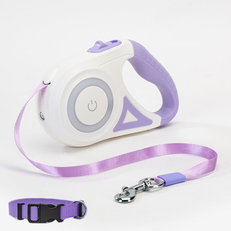 Retractable Dog Leash with Light & Collar