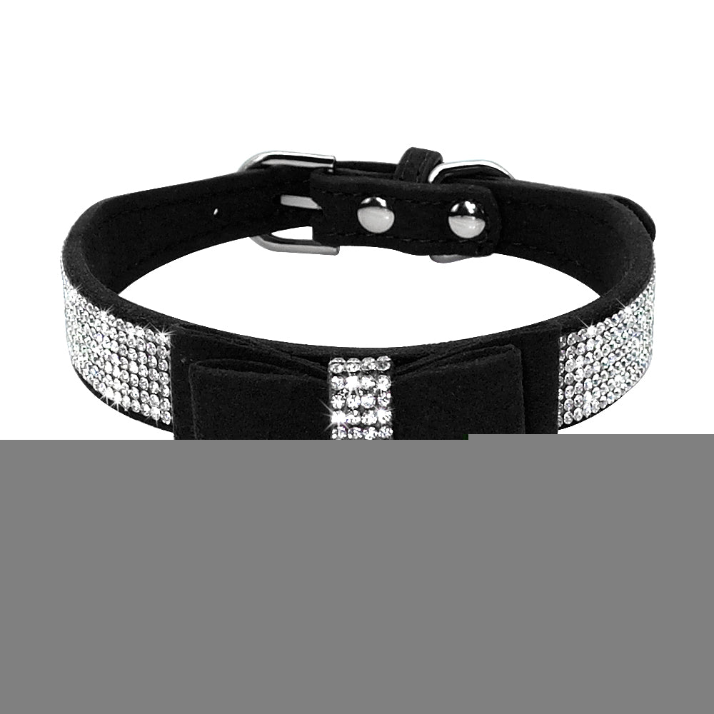 Korean Velvet Pet Leash with Rhinestone Design
