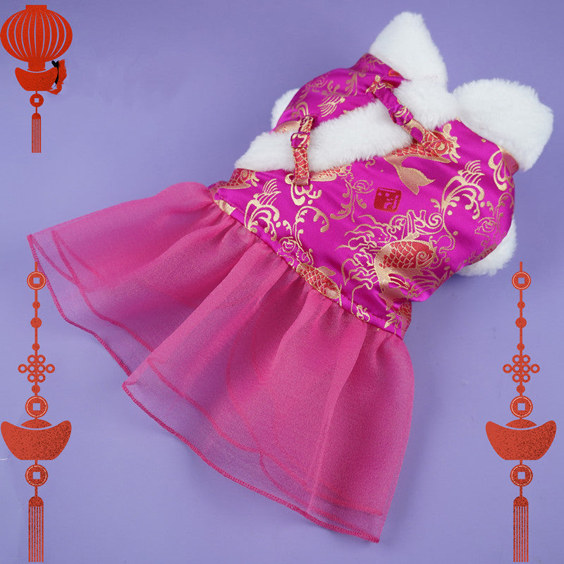 Festive Thick Cotton Warm Skirt for Dogs