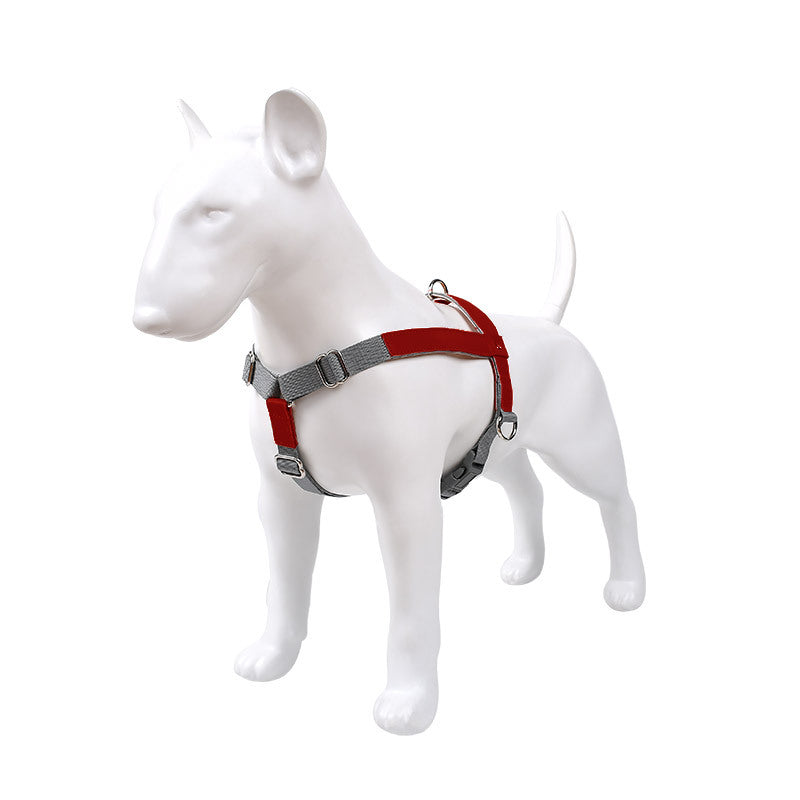 Leather Dog Chest Harness Vest with Nylon Leash Set