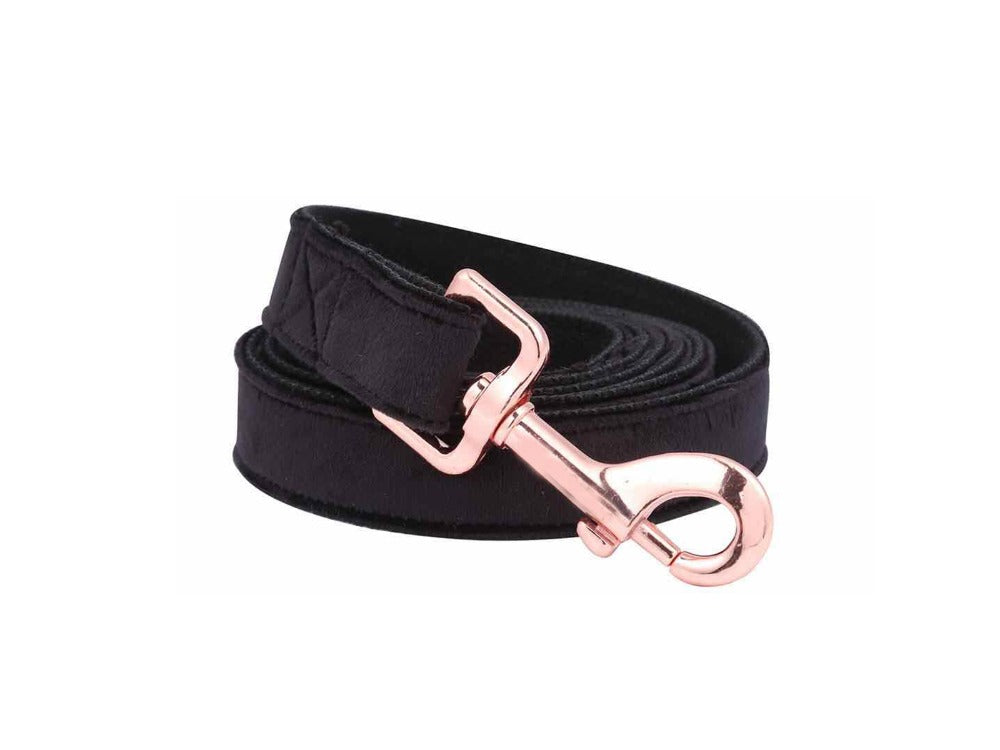 Black Fabric Dog Collar with Leash Set and Metal Buckle