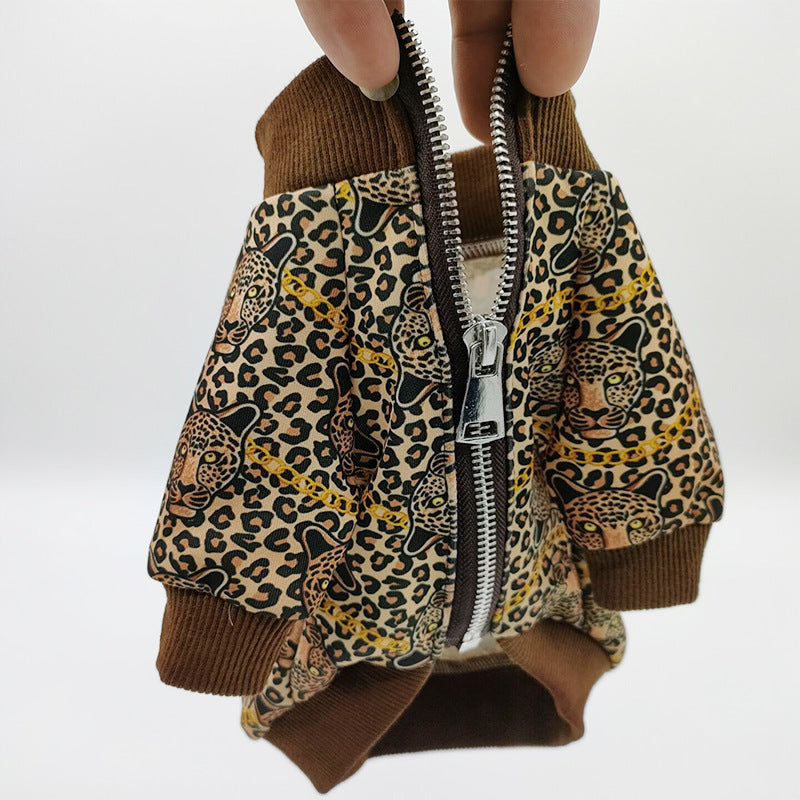 Leopard Print Dog Clothes for Spring and Autumn