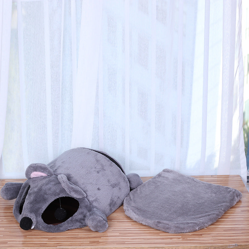 Gray Mouse Cat Bed for Warmth