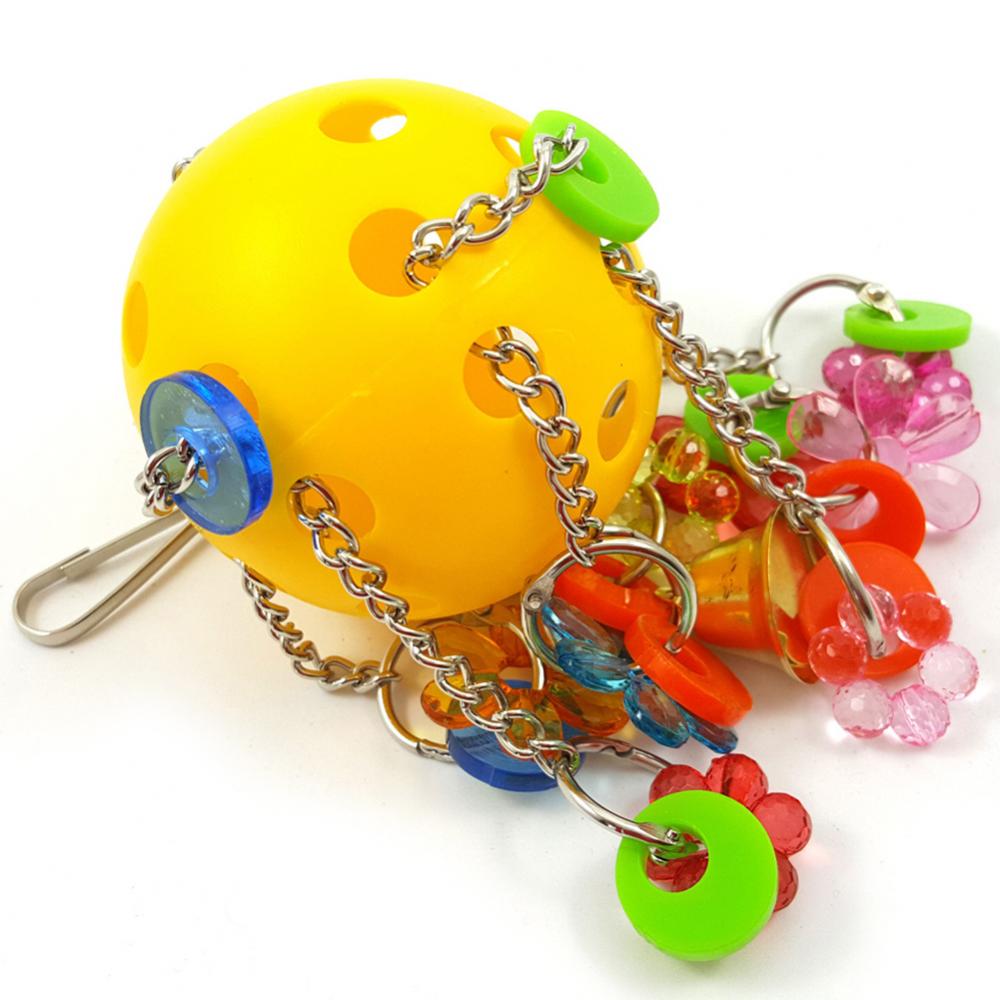 Yellow Flower-Shaped Parrot Chew Toy with Bell Ring