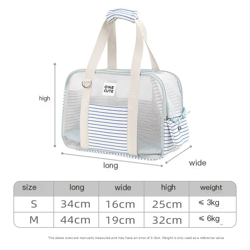 OneCUTE Summer Blue White Striped Pet Carrier Bag