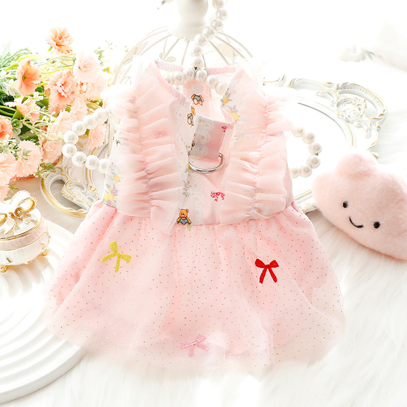 Embroidered Thin Pet Princess Skirt for Dogs and Cats