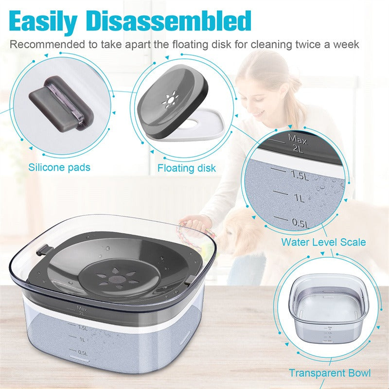 Spill-Proof Slow-Feed Pet Water Bowl (2L & 4L)