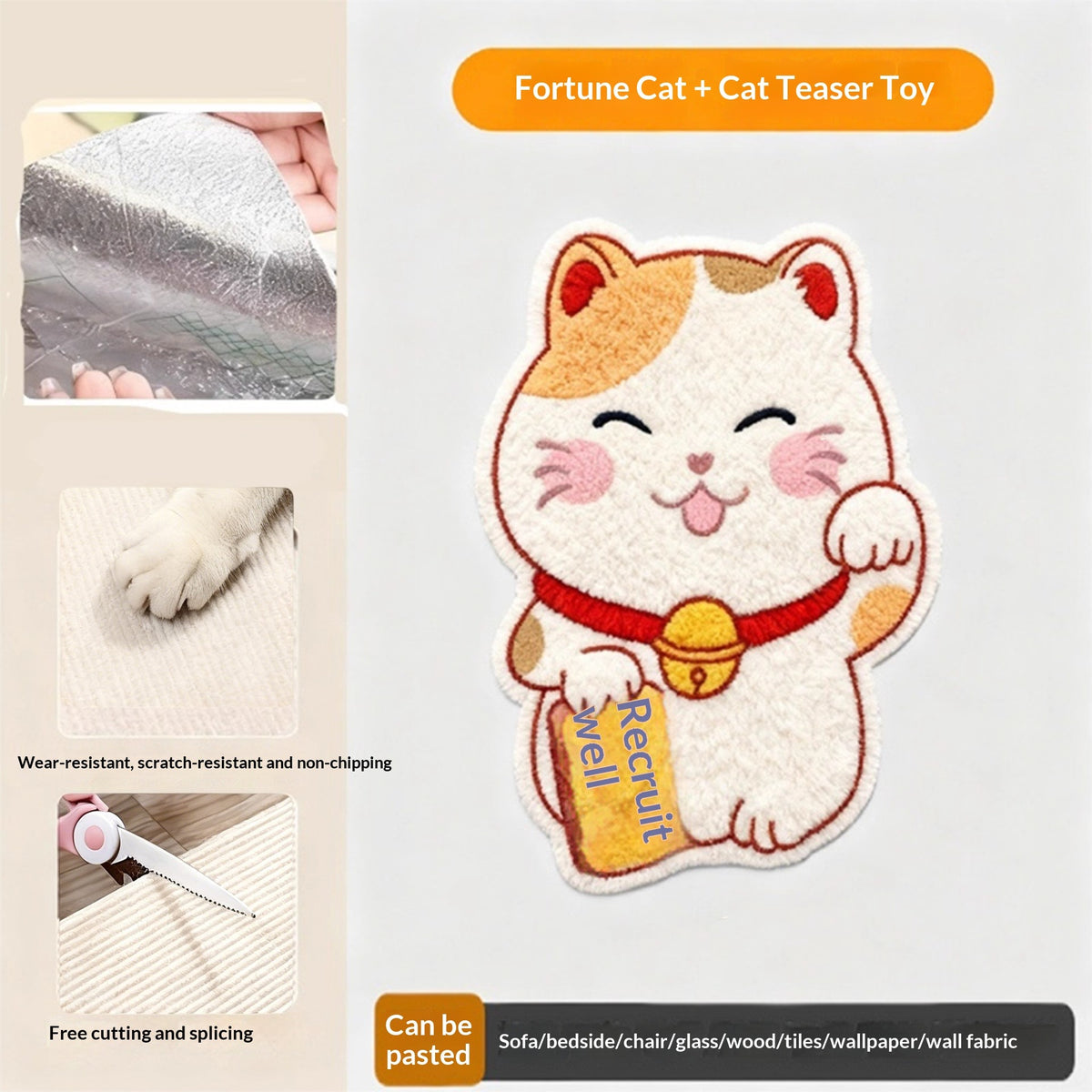 Wear-Resistant Cartoon Wall-Mounted Cat Scratch Pad