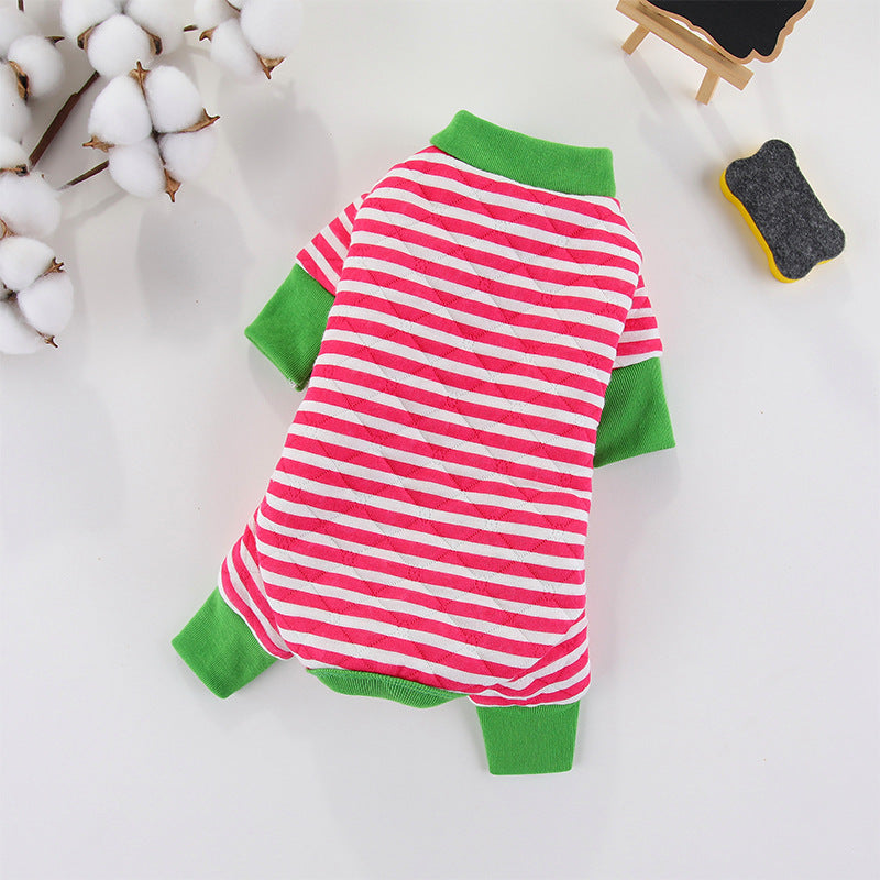 Striped Four-Legged Winter Coat for Dogs