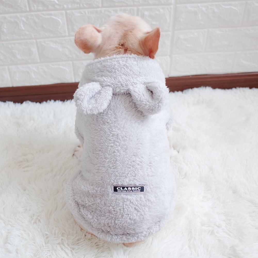 Coral Fleece Bear Hooded Vest for Schnauzers