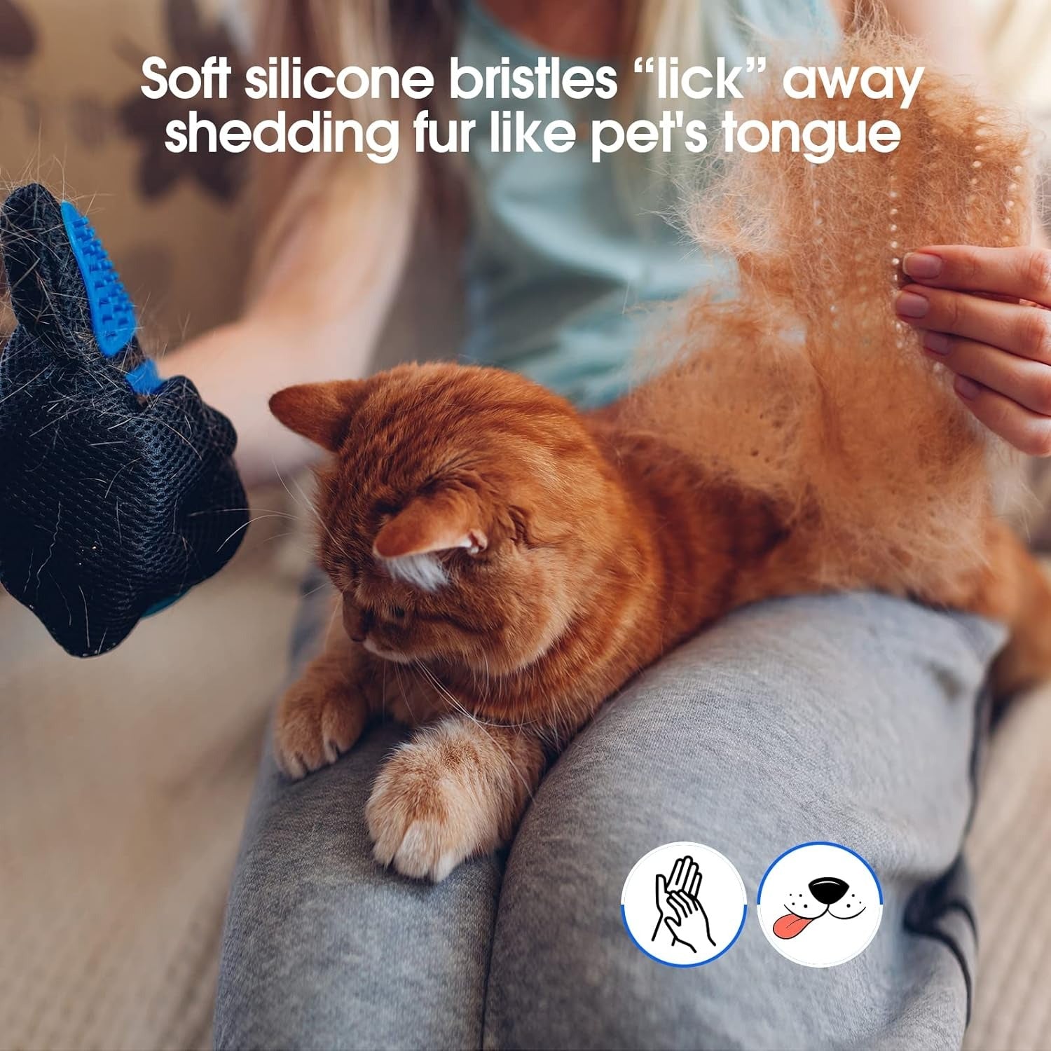 Pet Grooming Gloves for Cats & Dogs