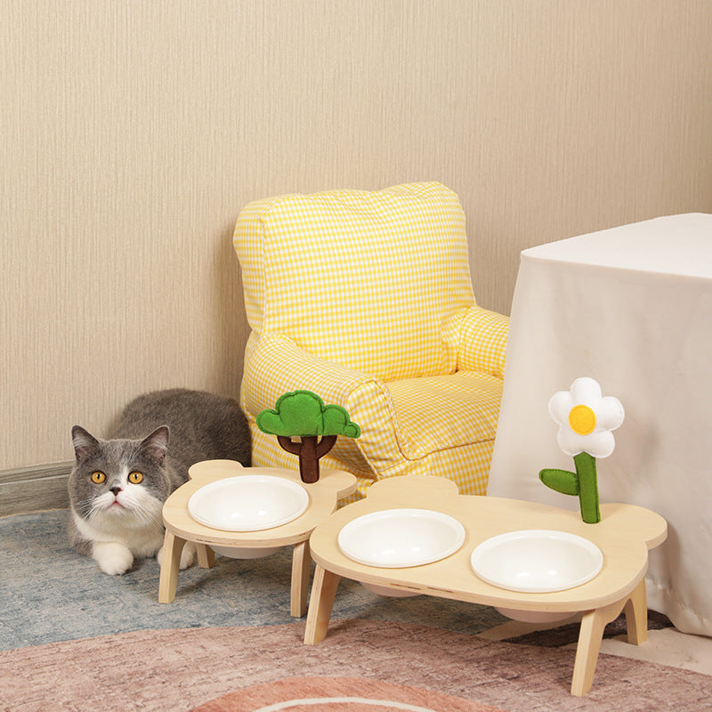 High Foot Oblique Mouth Pet Dining Bowl for Cats