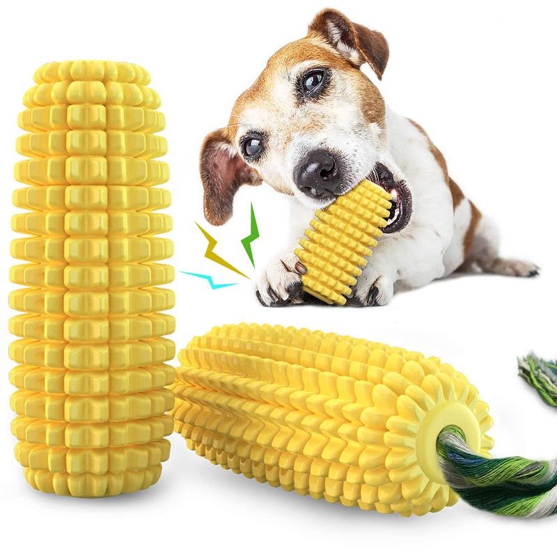 Dog Corn Stick Chew Toy Squeaky Yellow