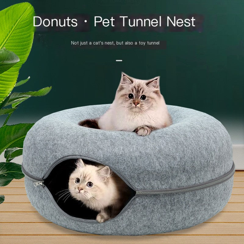 Pet Cat Bed Warm Felt Fabric with Anti-Scratch Mat