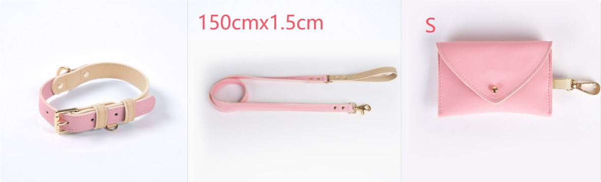 Leather Dog Leash and Collar Set