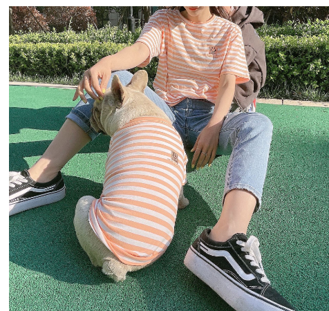 Striped Modal Cotton T-shirt for Small Pets and Owners