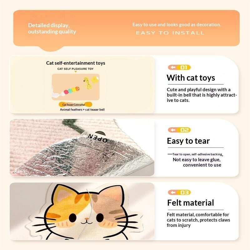 Wear-Resistant Cartoon Wall-Mounted Cat Scratch Pad