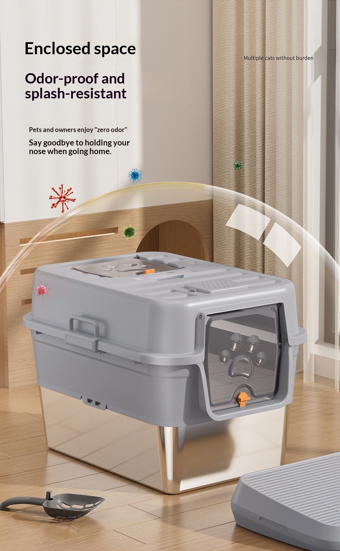 Odor Proof Fully Enclosed Cat Litter Box