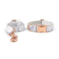 Rose Gold Marble Dog Collar and Leash Set with Bow