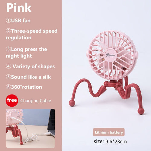 500mAh USB Rechargeable Mini Stroller Fan