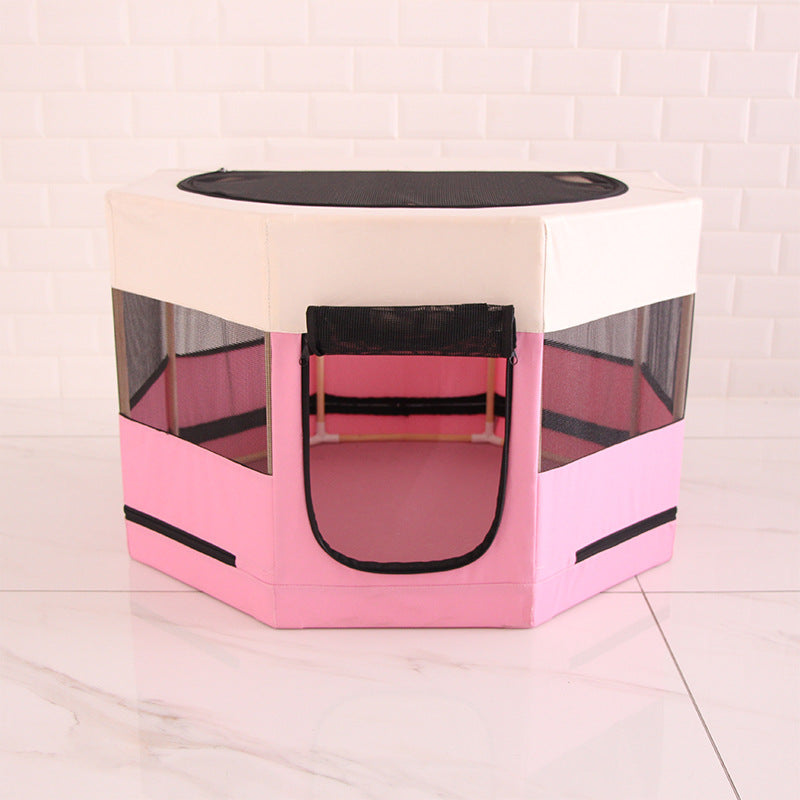 Octagonal Solid Wood Cat Kennel with Waterproof Cloth