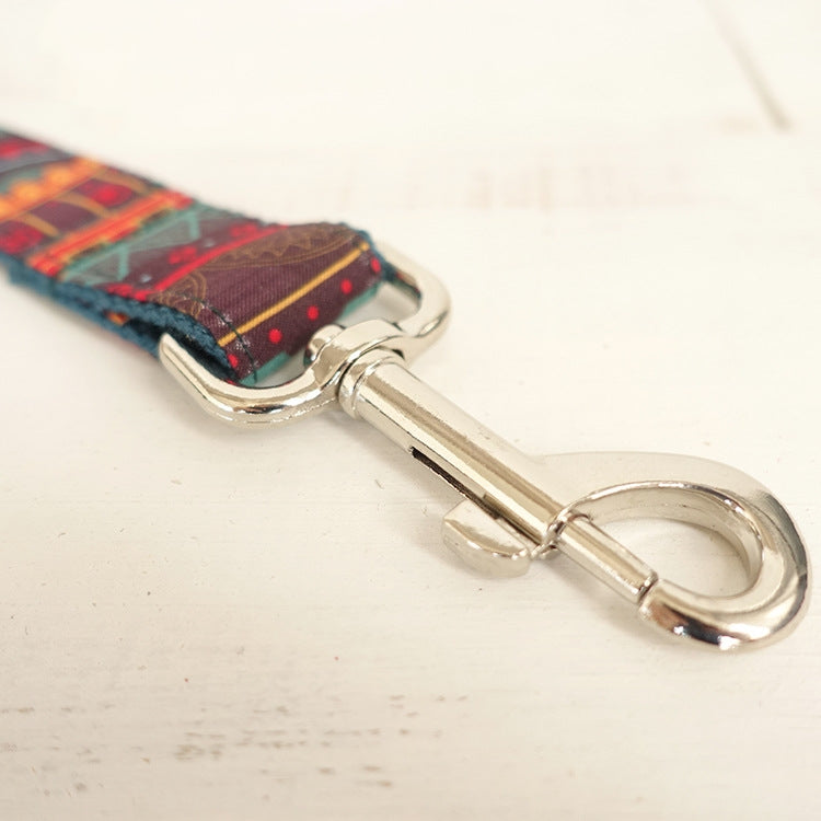 New Ethnic Style Dog Collar with Unique Pattern Leash