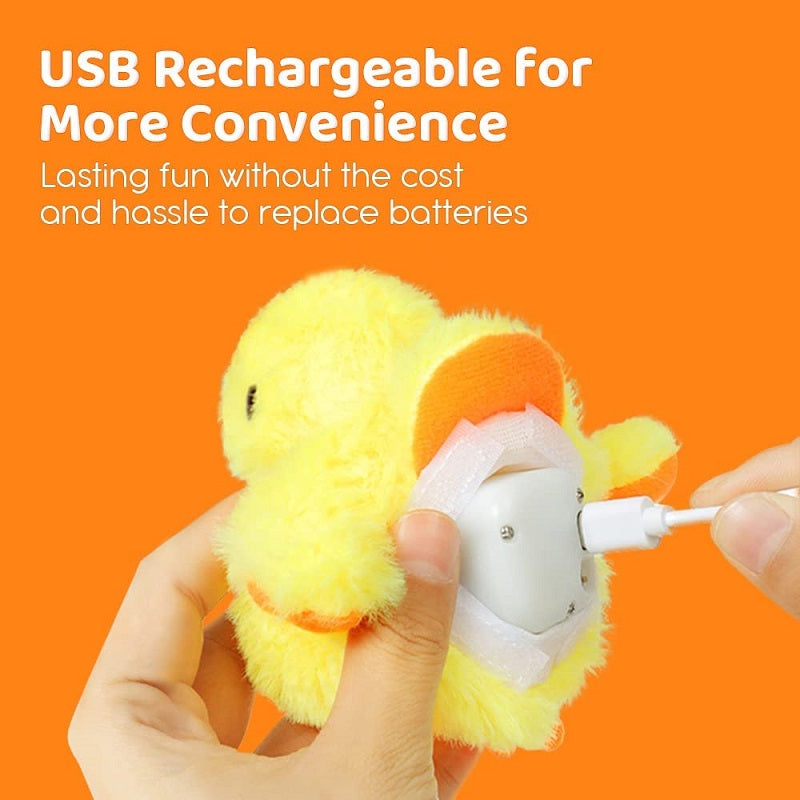 Gravity Flushing Duck Plush Sound Toy for Cats
