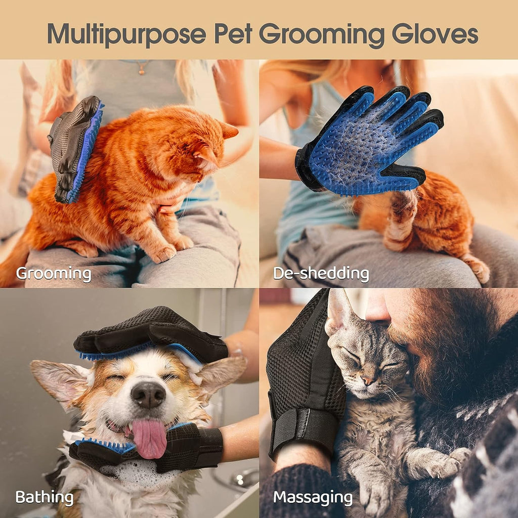Pet Grooming Gloves for Cats & Dogs