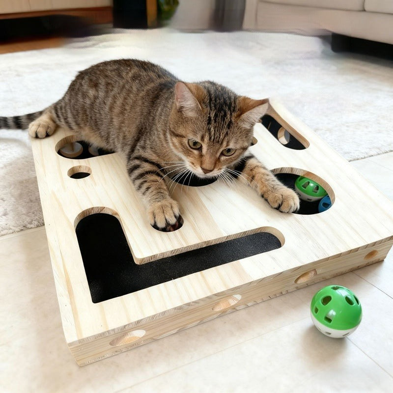 Solid Wood Maze Cat Toy