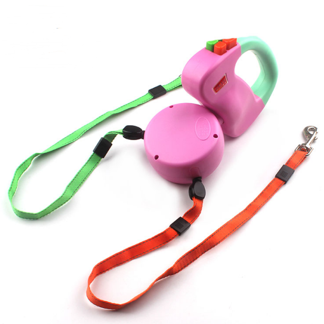 Dual-Head Dog Leash with Automatic Retractable Strap