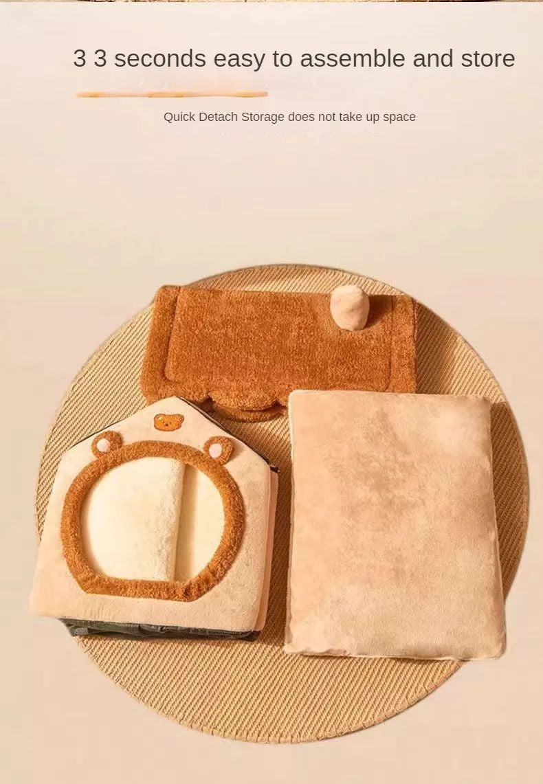 Warm Removable Cat & Dog House – Washable Winter Pet Bed