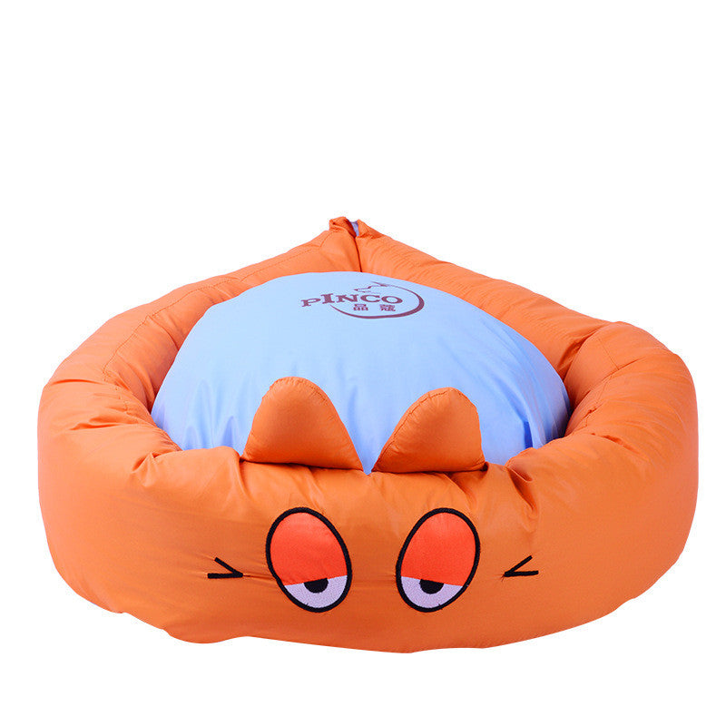 PINCO Teddy Dog Cat Bed - Washable Cartoon Design