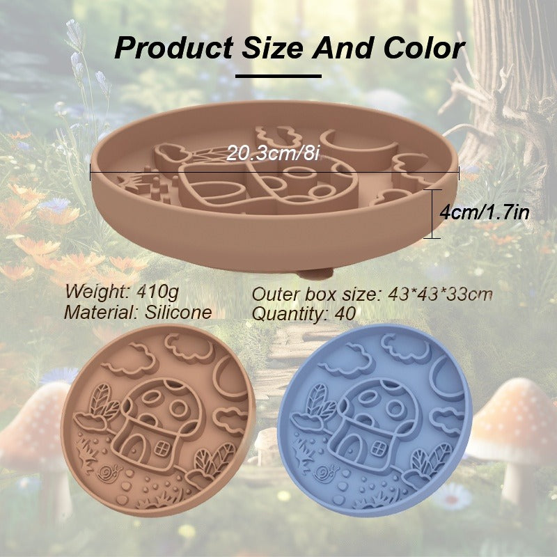 Silicone Mushroom Pet Slow Feeder Bowl