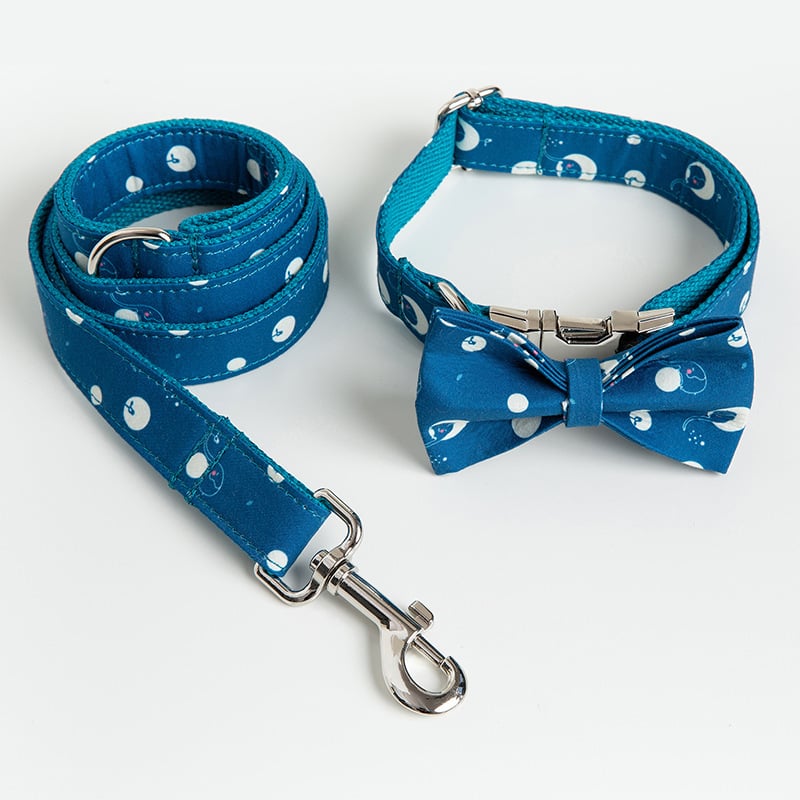 Dog Collar, Leash, and Bow Set - Pet Supplies