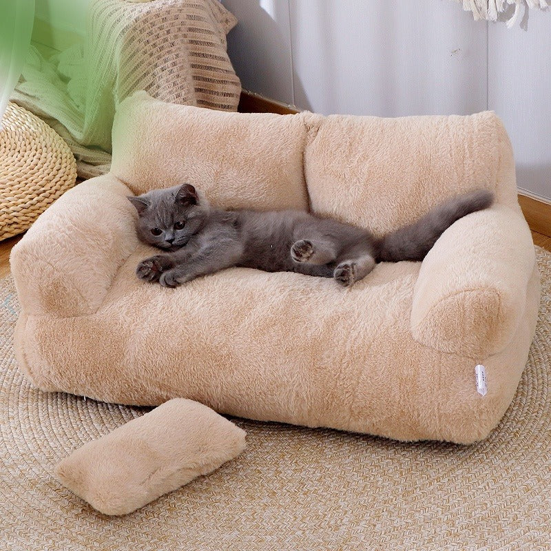 Luxury Cat Bed Sofa - Winter Warm Plush Pet Nest