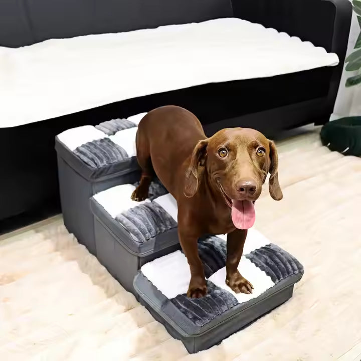 Chessboard Dog Stairs with Storage