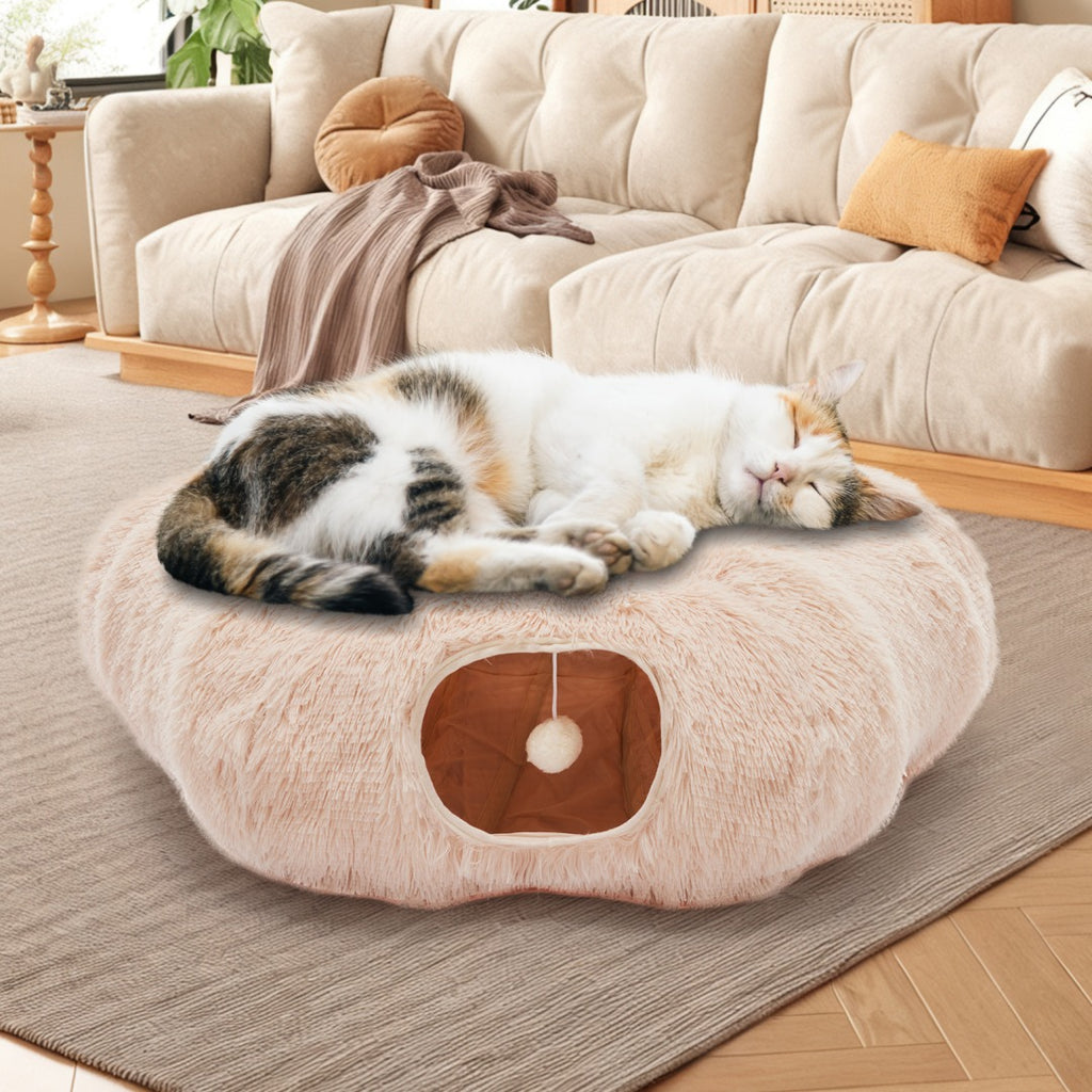 Cat Tunnel with Plush Bed for Cats