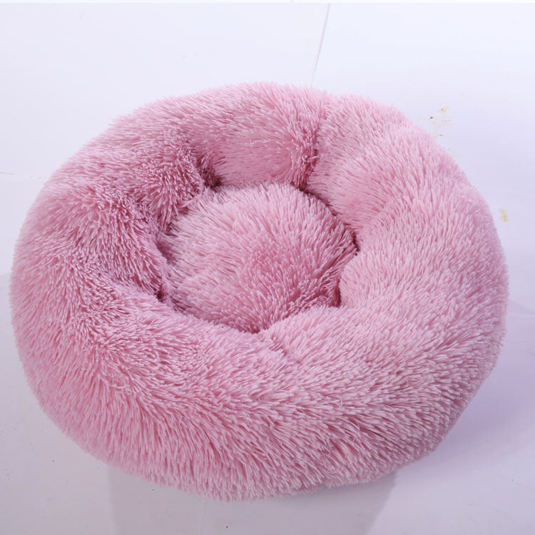 Round Plush Calming Pet Bed for Small Dogs & Cats
