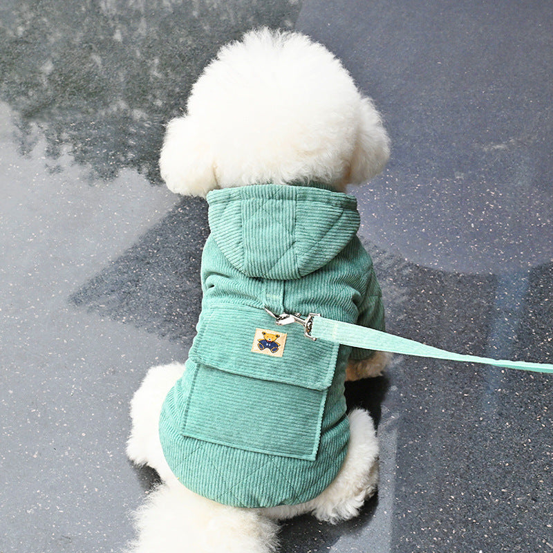 Warm Thickened Cotton Dog Coat with Backpack Feature
