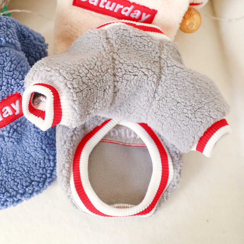 Teddy Dog & Cat Autumn/Winter Fleece Round Neck Outfit