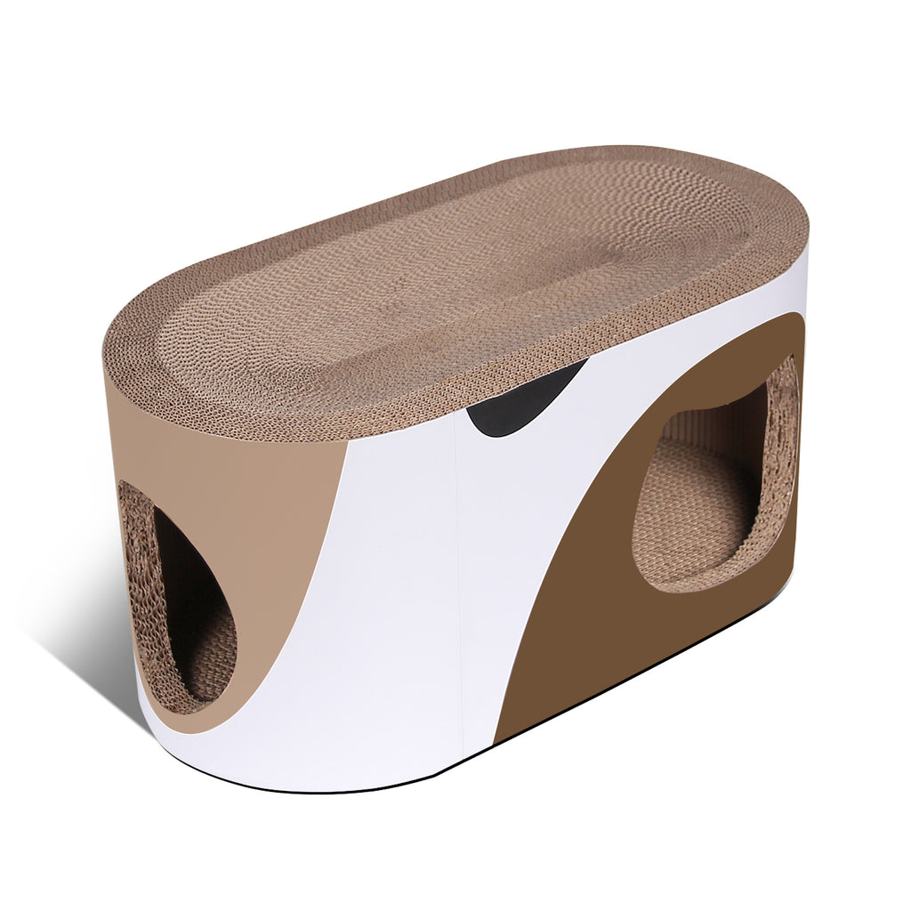 Corrugated Cat Scratching Board with Wooden Tunnel