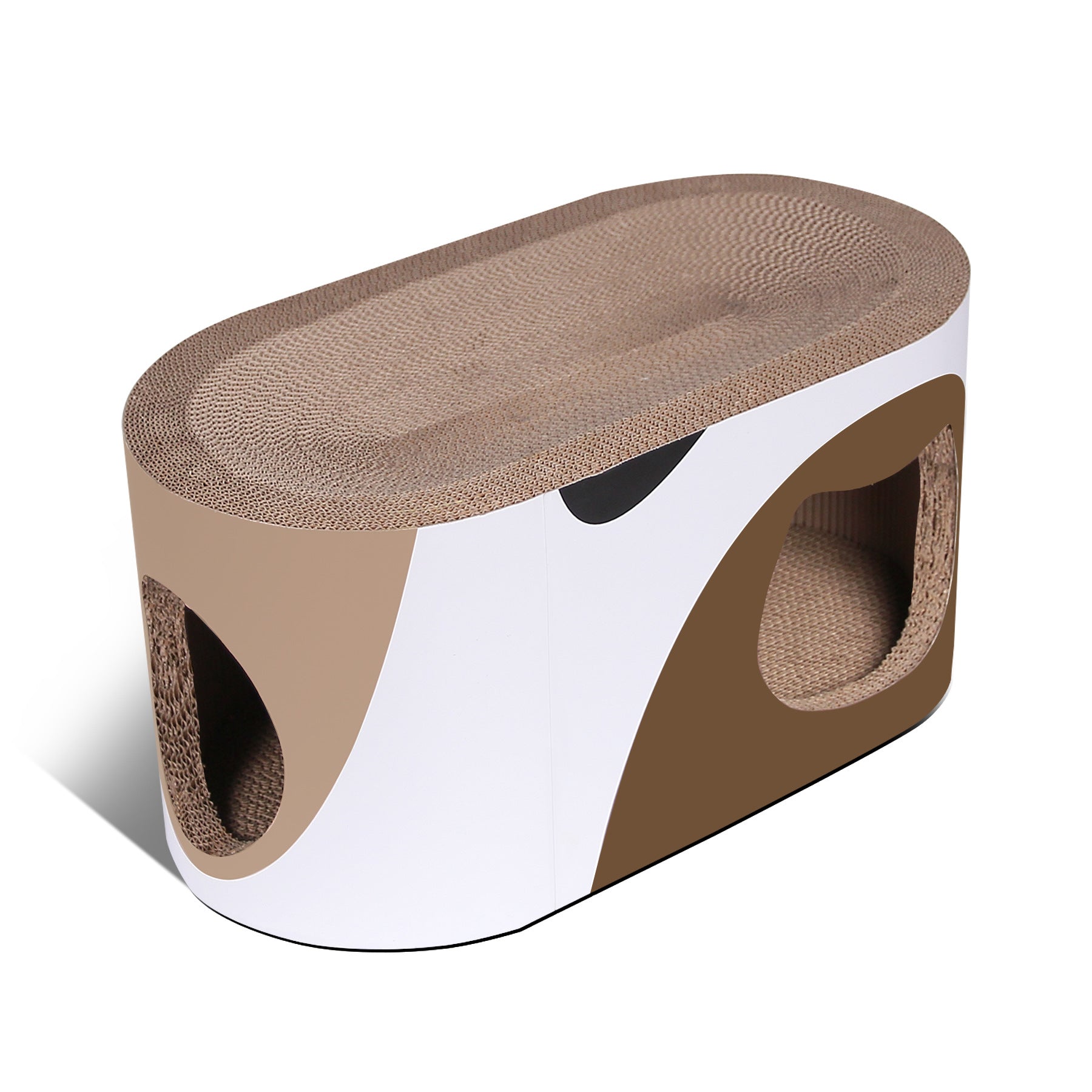 Corrugated Cat Scratching Board with Wooden Tunnel