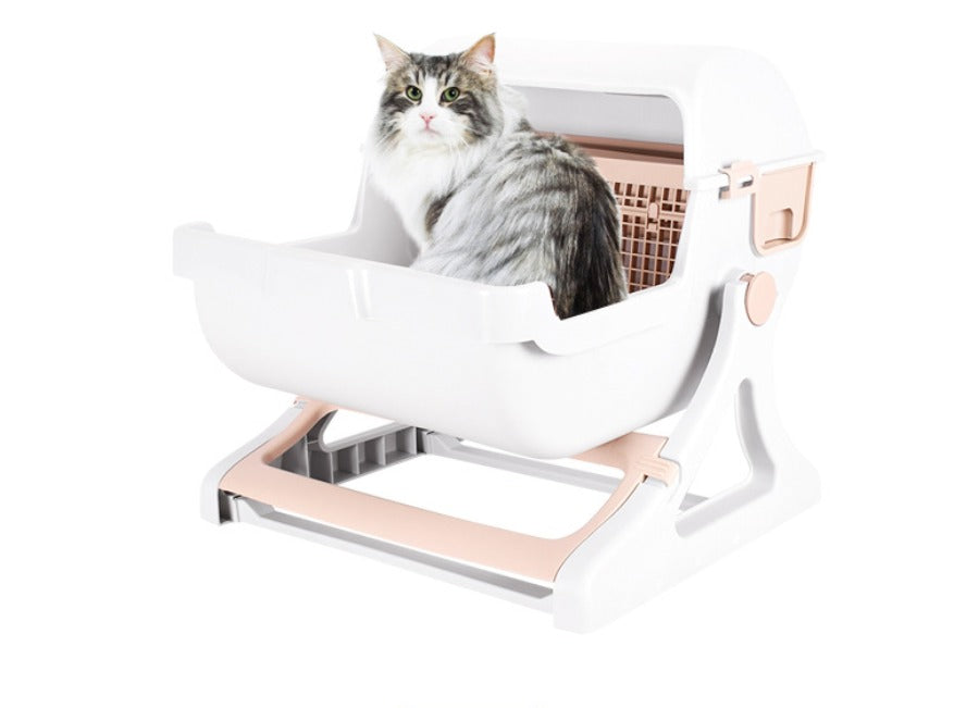 Semi-Enclosed Cat Litter Box