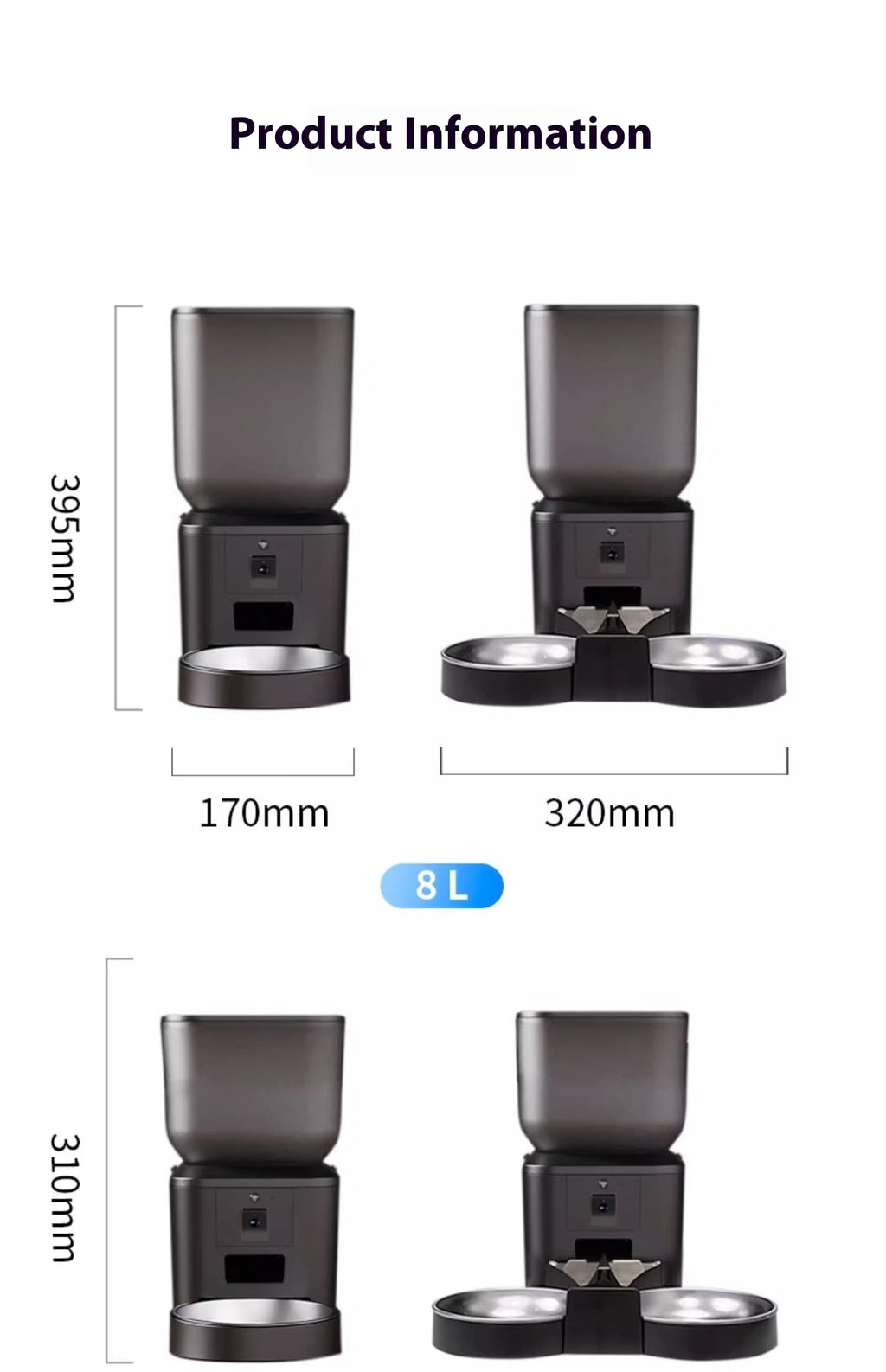 Smart Automatic Pet Feeder with Video, 4L/8L